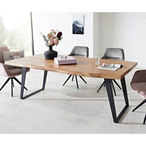 Jedálenský stôl Edge 200x100 XL akácia prírodný kovový hranatý vyobraziť