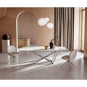 Jedálenský stôl Edge oválny 240x120 keramický Calacatta Luxe bielo vyobraziť