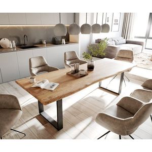 Jedálenský stôl Edge 260x100 akácia prírodný kov čierny vyobraziť