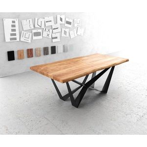 Jedálenský stôl Edge 200x100 XL Akácia prírodná plochá oceľ čierna vyobraziť