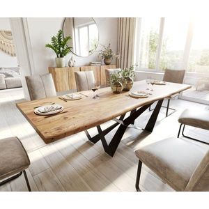 Jedálenský stôl Edge 260x100 akácia prírodná plochá čierna čepeľ vyobraziť