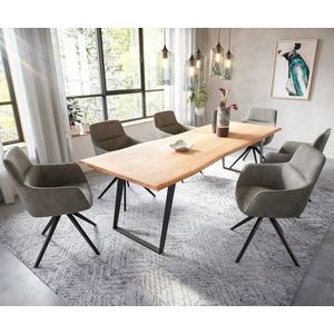 Jedálenský stôl Edge 260x100 akácia prírodná kovová šikmá podnož vyobraziť