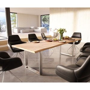 Jedálenský stôl Edge 260x100 prírodná akácia nerezová oceľ úzka vyobraziť