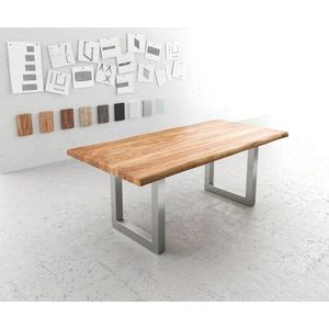 Jedálenský stôl Edge 200x100 XL prírodná akácia nerezová oceľ široká vyobraziť