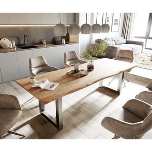 Jedálenský stôl Edge 260x100 prírodná akácia nerezová oceľ široká vyobraziť