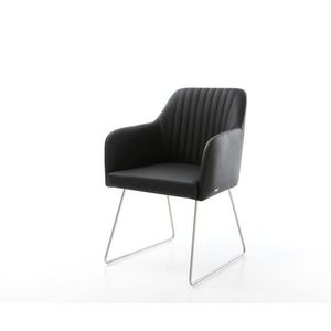 Jedálenská stolička Greg-Flex čierna základňa pravá koža nerezová oceľ vyobraziť