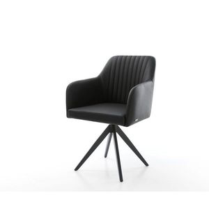 Otočná stolička Greg-Flex čierna pravá koža krížová základňa štvorcová vyobraziť