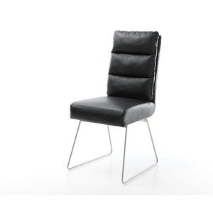 Jedálenská stolička Pela-Flex čierna pravá koža z nerezovej ocele vyobraziť