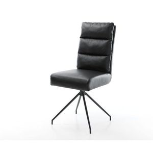 Otočná stolička Pela-Flex čierna z pravej kože s krížovou základňou vyobraziť