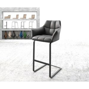 Barová stolička Yulo-Flex z pravej kože čierna konzolová podnož plochá vyobraziť