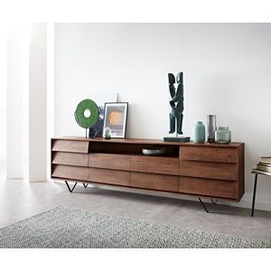 Komoda Eloi 240x40 cm Akácia hnedá 2 dvierka 4 zásuvky Dno v tvare vyobraziť