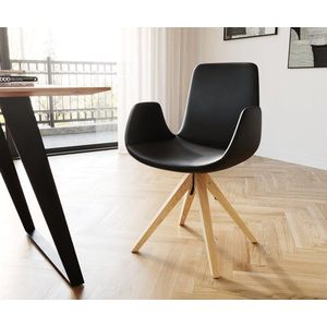 Jedálenská stolička Ilia-Flex drevená podnož zúžená prírodná koža vyobraziť