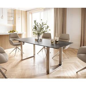 Jedálenský stôl Edge 200x100 cm keramický zaoblený Laminam® Noir Desir vyobraziť