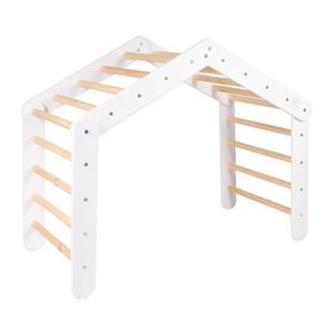 Biely pikler trojuholník z borovicového dreva 61x112x94 cm Montessori – Meowbaby vyobraziť