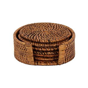 Hnedé ratanové tácky v súprave 6 ks – Tiseco Home Studio vyobraziť