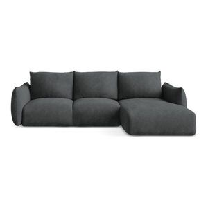 Tmavosivá ženilková rozkladacia rohová pohovka (pravý roh/s leňoškou) Leila – Makamii vyobraziť