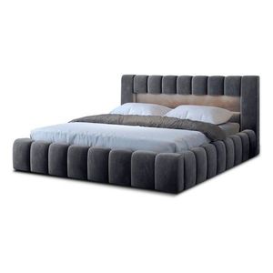 Sivá čalúnená dvojlôžková posteľ s úložným priestorom s roštom 140x200 cm Lamica – ELTAP vyobraziť