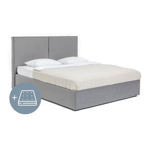 Sivá čalúnená dvojlôžková posteľ s úložným priestorom s matracom/s roštom 160x200 cm Thessa Bold – Bonami Selection vyobraziť