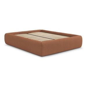 Oranžová čalúnená dvojlôžková posteľ s úložným priestorom/bez čela s roštom 160x200 cm Inera – Bobochic Paris vyobraziť