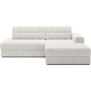 Krémovobiela rozkladacia rohová pohovka z textílie buklé (pravý roh/s leňoškou) Blezalt – ELTAP vyobraziť