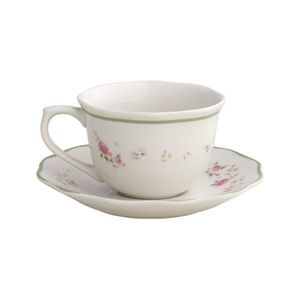 Súprava 2 bielych porcelánových šálok a podšálok Brandani Nonna Rosa, 90 ml vyobraziť