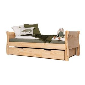 Detská posteľ z borovicového dreva s výsuvným lôžkom s úložným priestorom s roštom 90x190 cm v prírodnej farbe Roma – Adeko vyobraziť