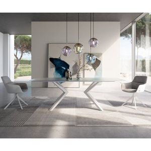 Jedálenský stôl Edge boot 240x120 reliéfne sklo perleťový 3D dizajn vyobraziť