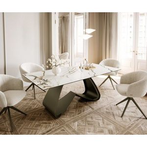 Jedálenský stôl Edge Boot 200x100 keramický Calacatta Luxe bielo-zlatá vyobraziť