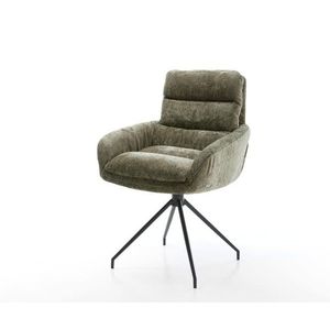 Abelia-Flex jedálenská stolička s podrúčkami šenilová olivová krížová vyobraziť