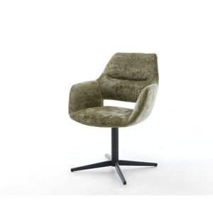 Yago-Flex jedálenská stolička s podrúčkami šenilová olivová podnož vyobraziť