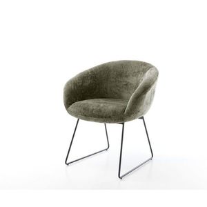 Vinka-Flex jedálenská stolička s podrúčkami šenilová olivová tenká vyobraziť