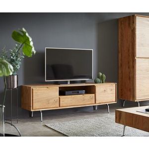 TV stolík Shari 160 cm akácia prírodná 2 dvierka 1 zásuvka 1 polica vyobraziť