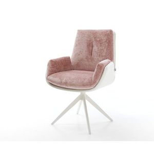 Jedálenská stolička Clea-Flex mix materiálov pravá koža biela ružová vyobraziť