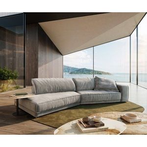 Snoosh veľká pohovka 400x150 cm štruktúrovaná látka mäkká sivá vyobraziť