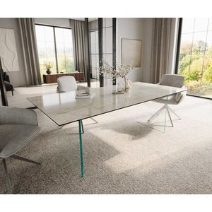 Jedálenský stôl Edge 200x100 keramický Laminam® Onice Oro ?sklenený vyobraziť