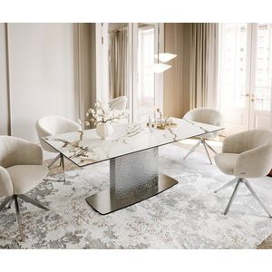 Jedálenský stôl Edge Boot 200x100 keramický Calacatta Luxe bielo-zlatý vyobraziť