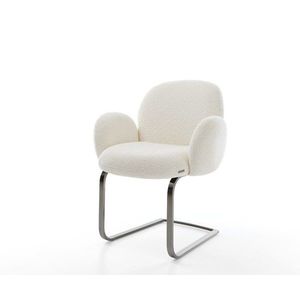 Konzolové kreslo Nube-Flex s podrúčkami Bouclé Biele ploché konzolové vyobraziť