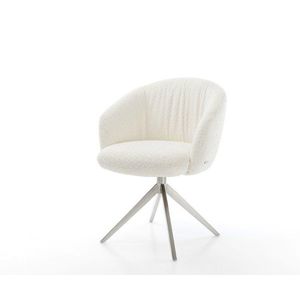 Otočná stolička Caja-Flex s podrúčkami Bouclé biela Krížový rám široký vyobraziť