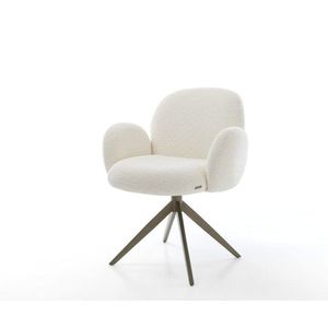 Otočná stolička Nube-Flex s bielymi podrúčkami Bouclé Krížový rám vyobraziť