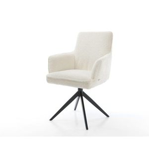 Otočná stolička Heira-Flex s podrúčkami Bouclé biela Krížový rám vyobraziť