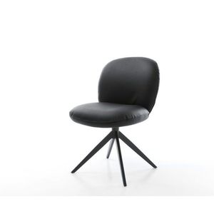 Otočná stolička Nube-Flex pravá koža čierna Krížový rám široký čierny vyobraziť