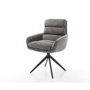 Otočná stolička Abelia-Flex s podrúčkami Bouclé sivá Krížový rám vyobraziť