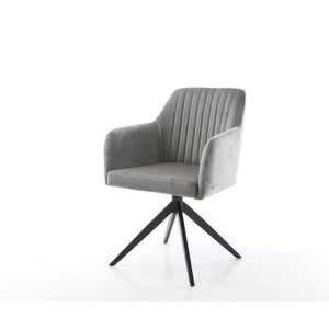 Otočná stolička Greg-Flex zamatovo sivá Krížový rám široký čierny vyobraziť