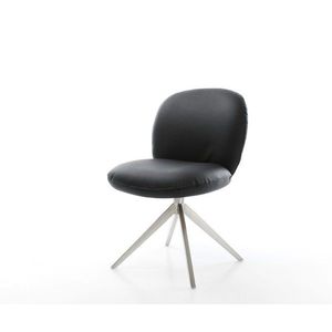 Otočná stolička Nube-Flex Pravá koža Čierny široký krížový rám vyobraziť