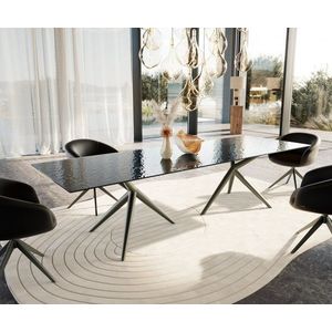 Jedálenský stôl Edge 300x100 reliéfne sklo dymovo čierne 3D dizajn vyobraziť