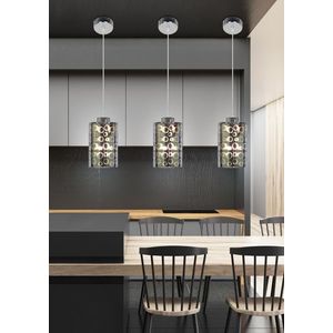 Závesná lampa Nocturno, chróm, 3D tienidlo, nastaviteľná výška vyobraziť