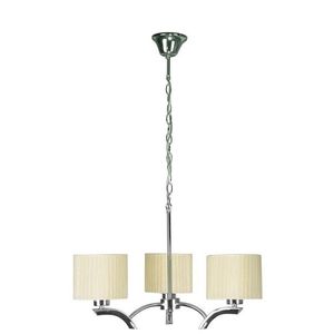 Závesná lampa chróm + krémové tienidlo 3x60W luster Draga vyobraziť