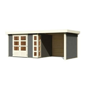 Drevený záhradný domček KERKO 5 s prístavkom 240 Lanitplast Přírodní dřevo vyobraziť