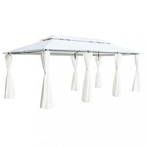 Záhradný altánok so závesmi 3x6 m biela Dekorhome vyobraziť