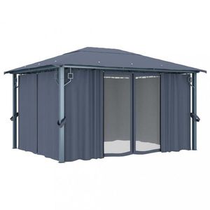 Záhradný altánok so závesmi 4 x 3 m Dekorhome vyobraziť